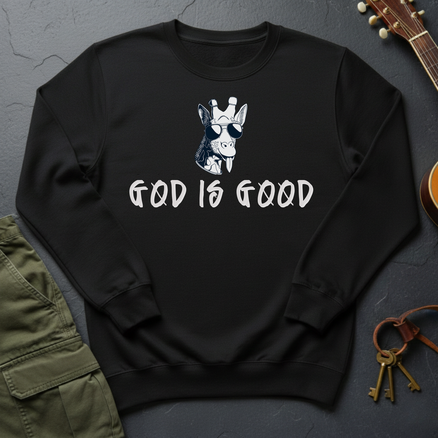 GOD is Good Giraffe Black Sweatshirt